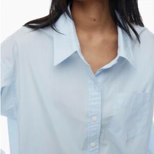 Aritzia Wilfred Free Poplin Button Down Shirt in Blue Size XS